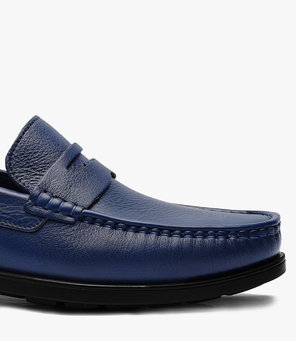MOCASSIN ALTON en Cuir, Bleu – CL46