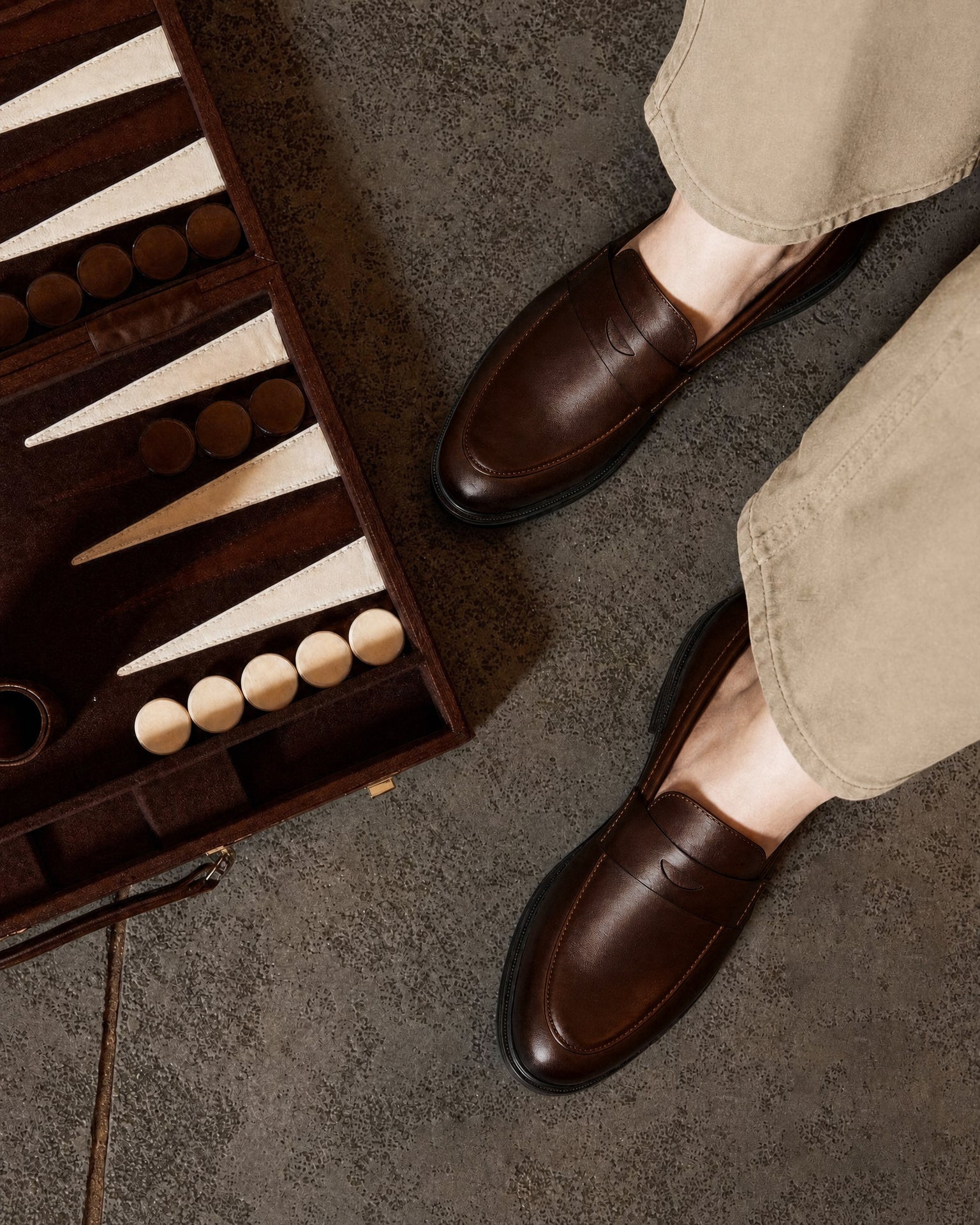 Mocassin Penny Loafer en Cuir, Marron CL2001