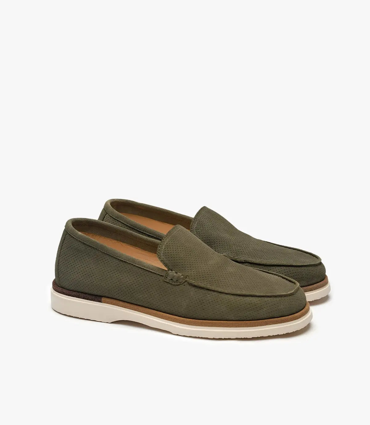 MOCASSIN EVERTON EN DAIM, VERT OLIVE - CL3062 Celeno