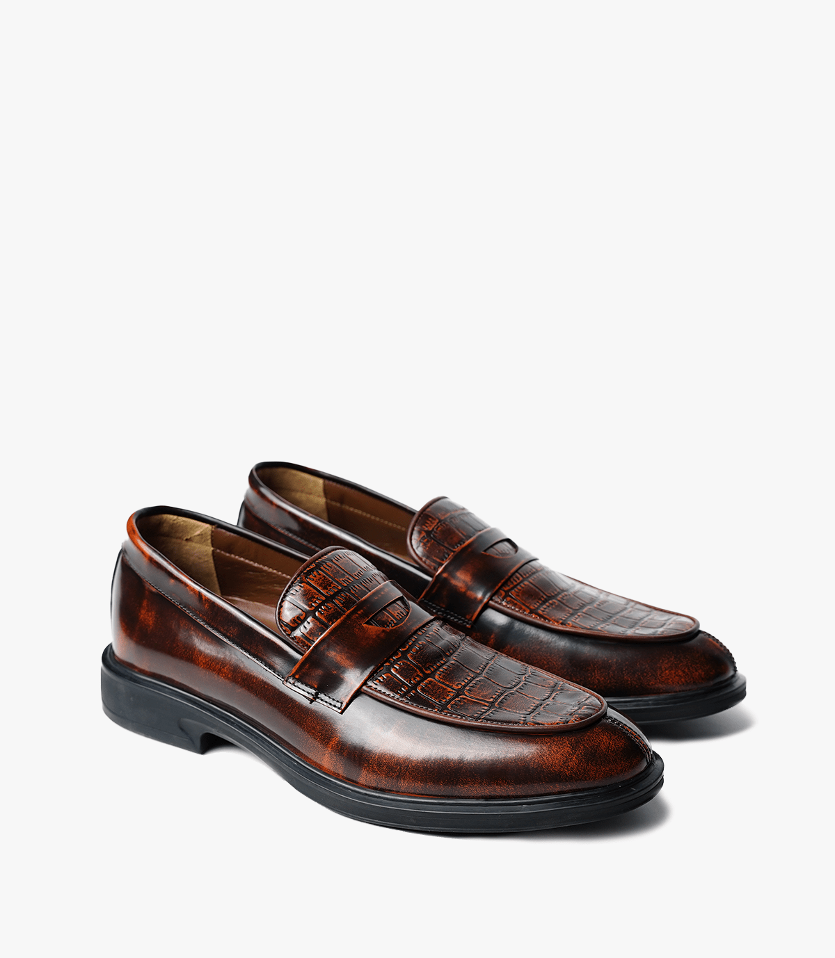 CHAUSSURES CROCO, en Marron Riche - CL318