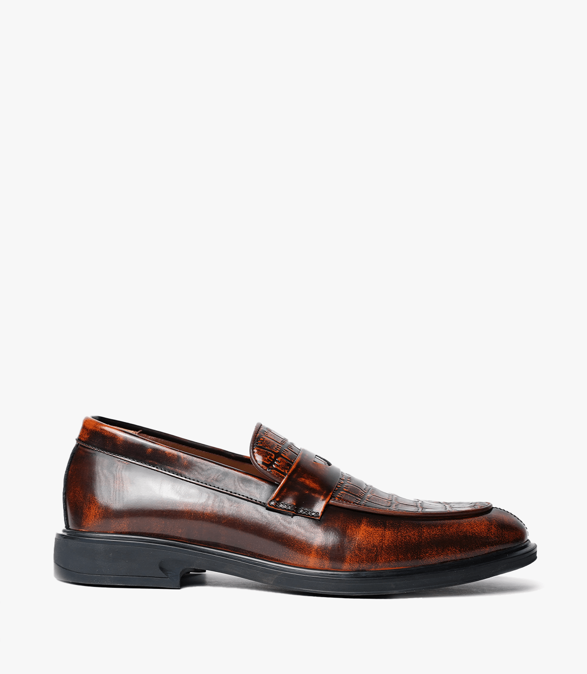 CHAUSSURES CROCO, en Marron Riche - CL318
