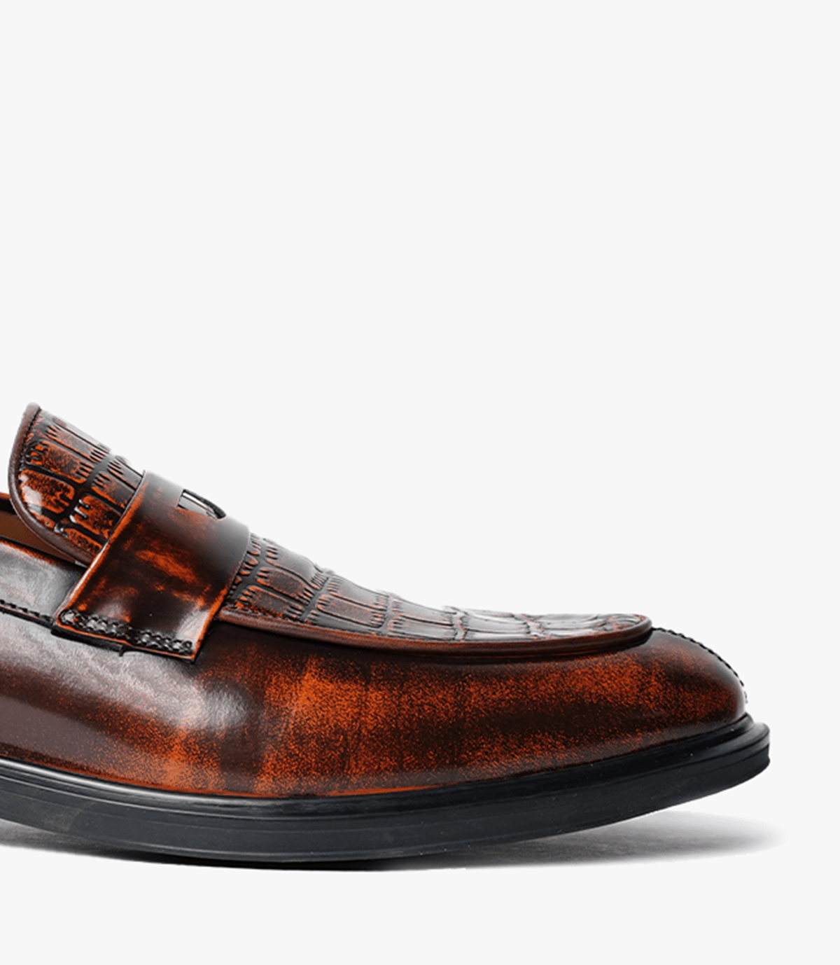 CHAUSSURES CROCO, en Marron Riche - CL318