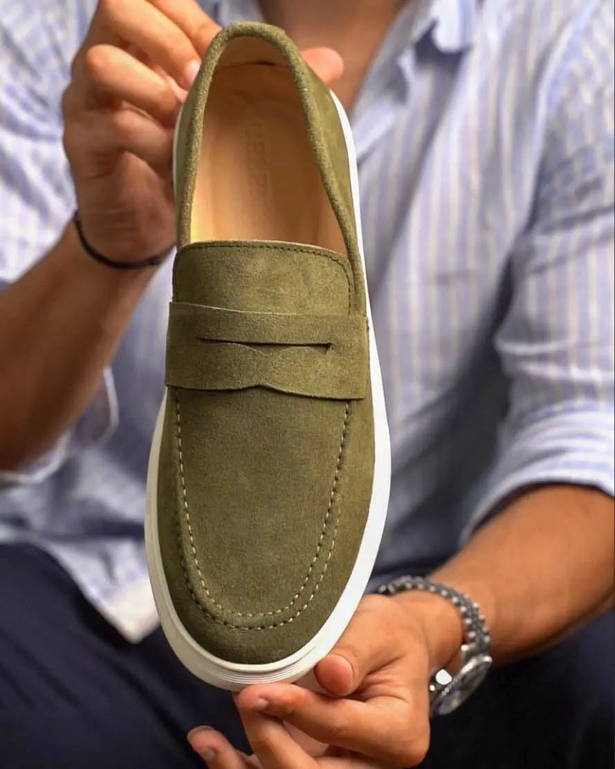 MOCASSIN ADDLER EN Daim, Vert – CL6044 Celeno