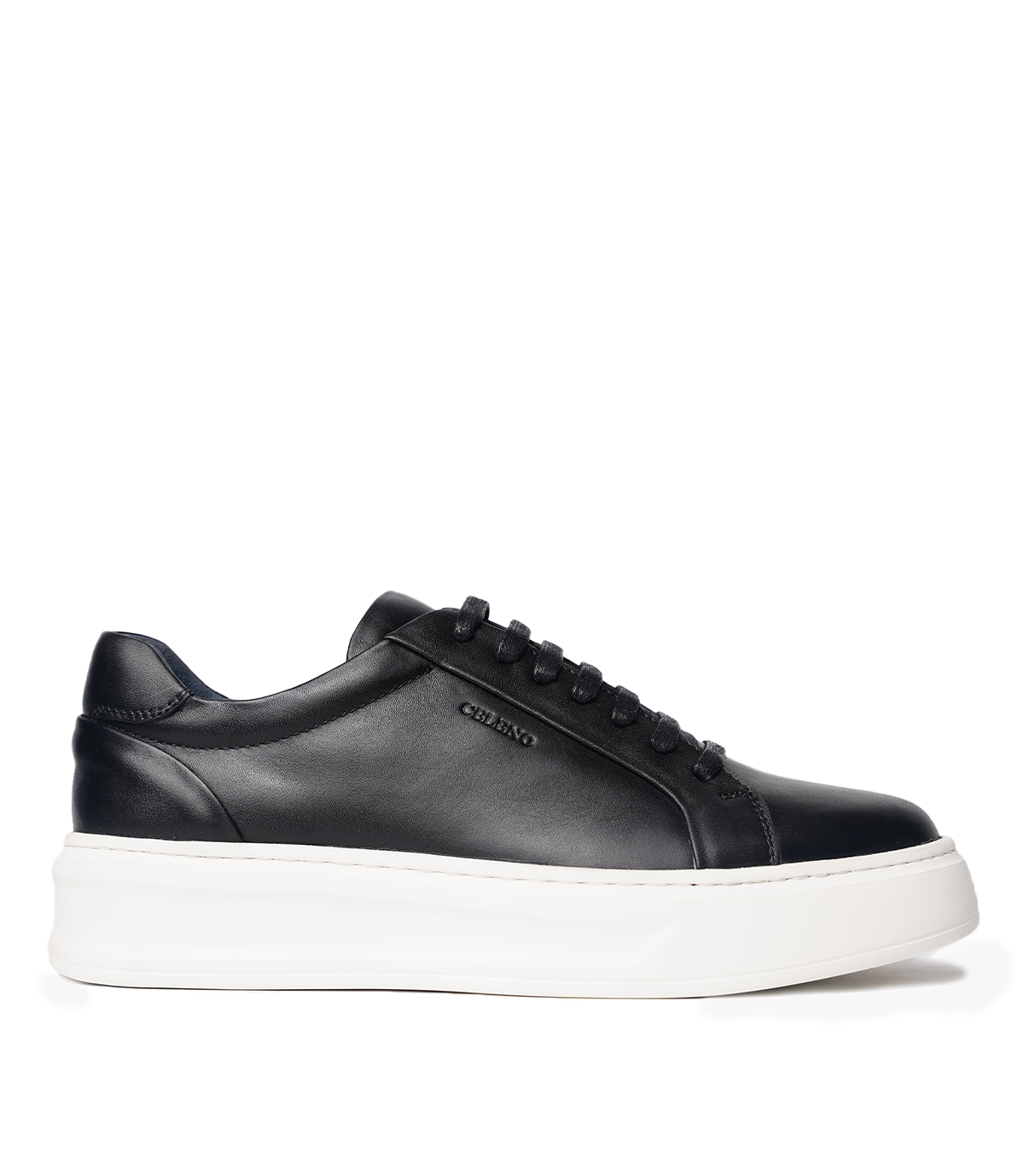 BASKET ROYALE en Cuir, Noir avec la semelle blanche – CL6065