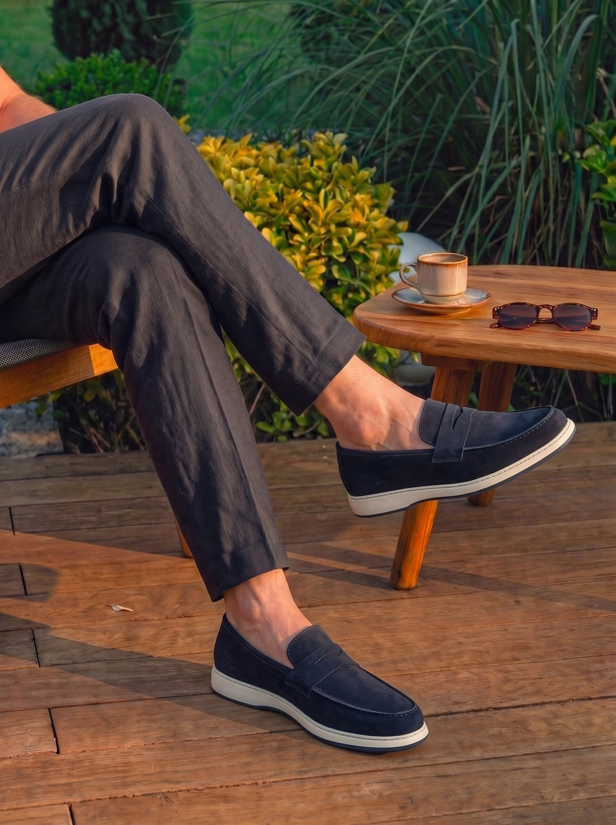 Mocassin Arven en Daim, Bleu Nuit – CL7010