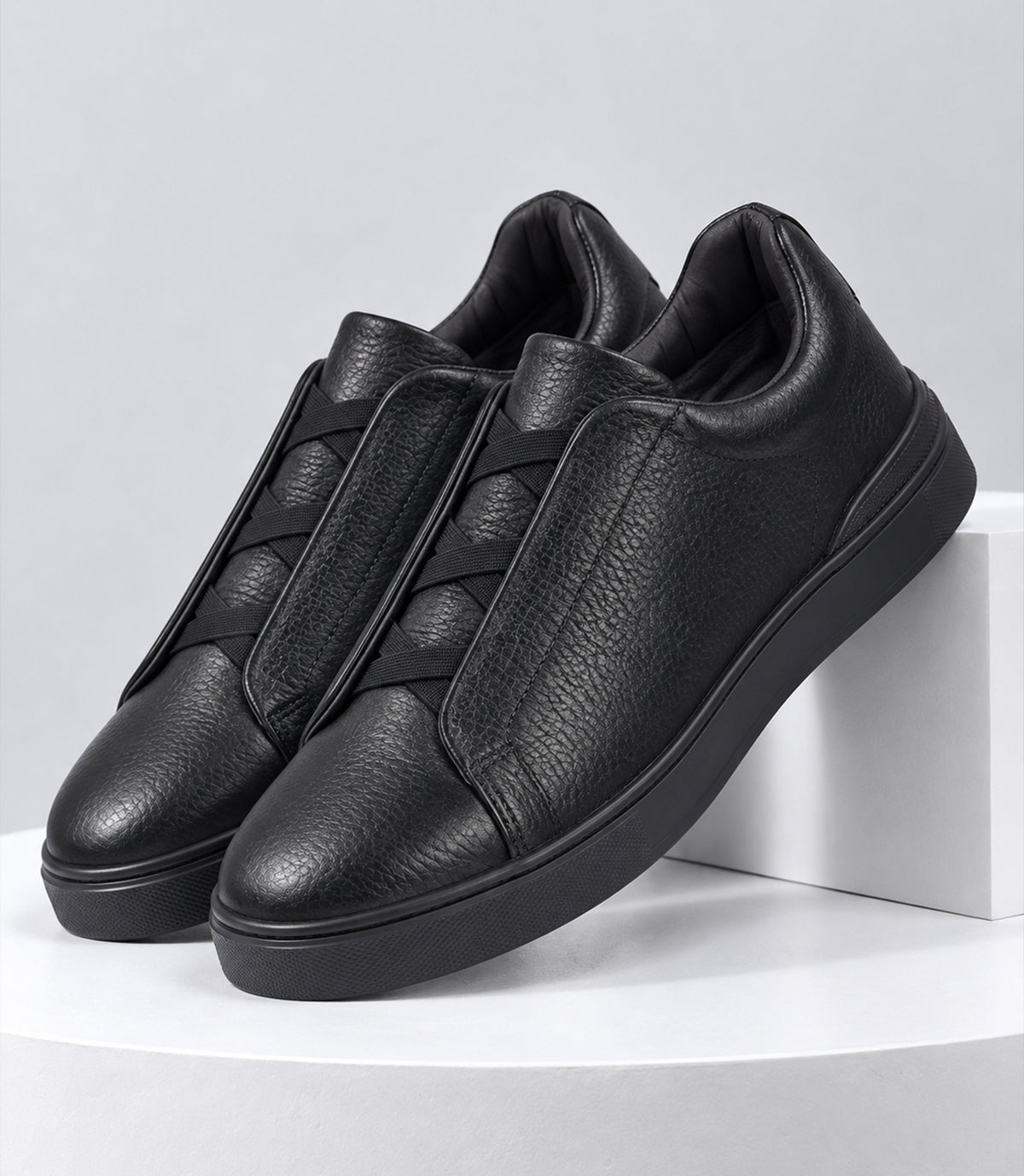 BASKET VAREK EN CUIR NOIR - CL950