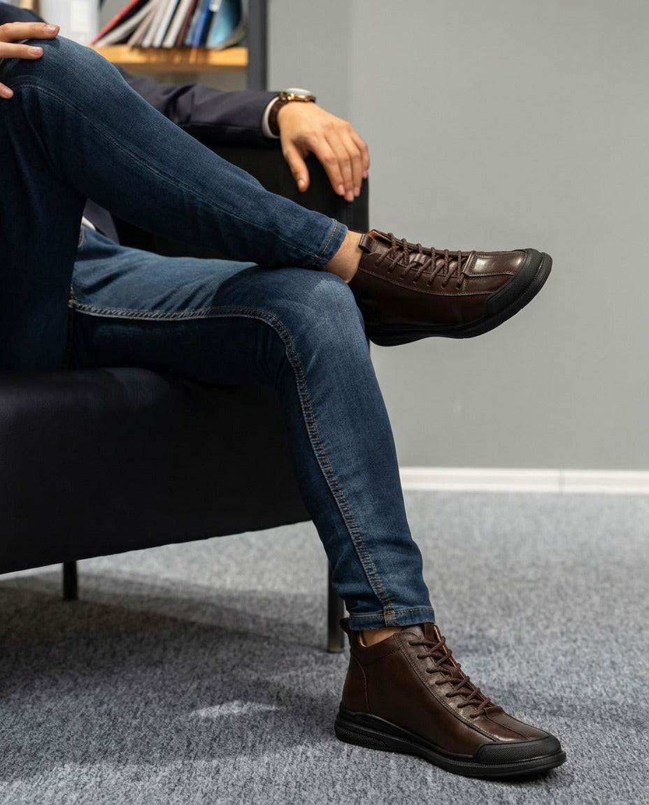 BOTTINE NIVEN EN CUIR MARRON - 346