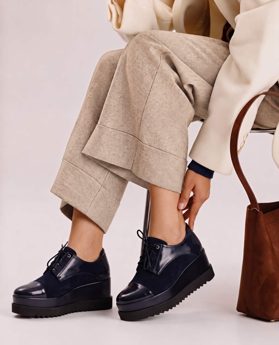EKO EN CUIR ET DAIM BLEU MARINE