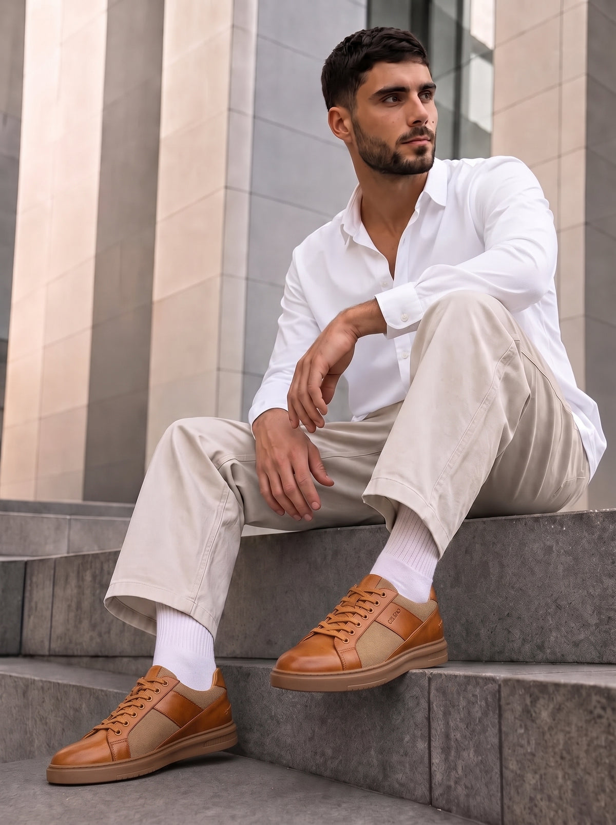 BASKET FOXTON en Cuir, Tabac– CL5016
