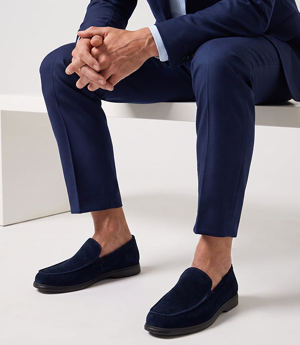 MOCASSIN NERIO EN DAIM, BLEU NUIT – CL337