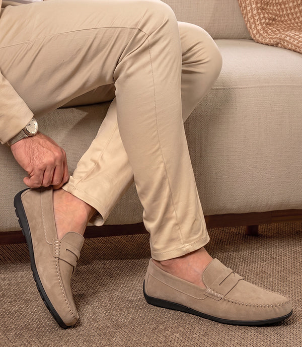 MOCASSIN IBIZA en Daim, Beige – CL048