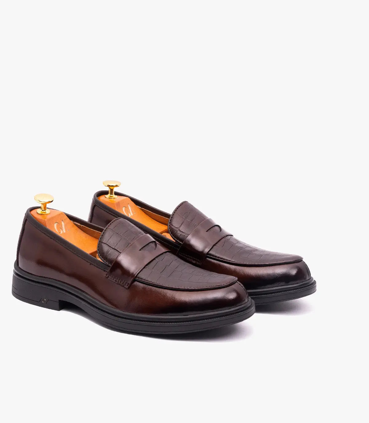 Mocassin Pattern en cuir, Marron CL3001 Celeno