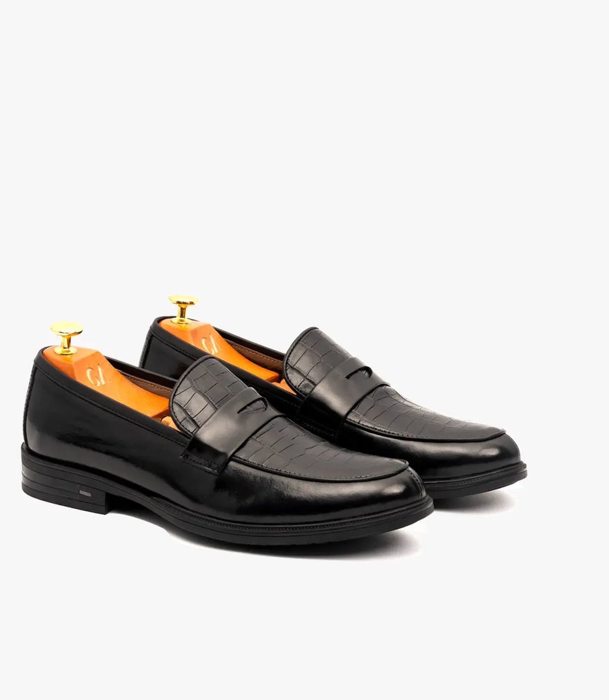 Mocassin Pattern en cuir, Noir CL3001 Celeno