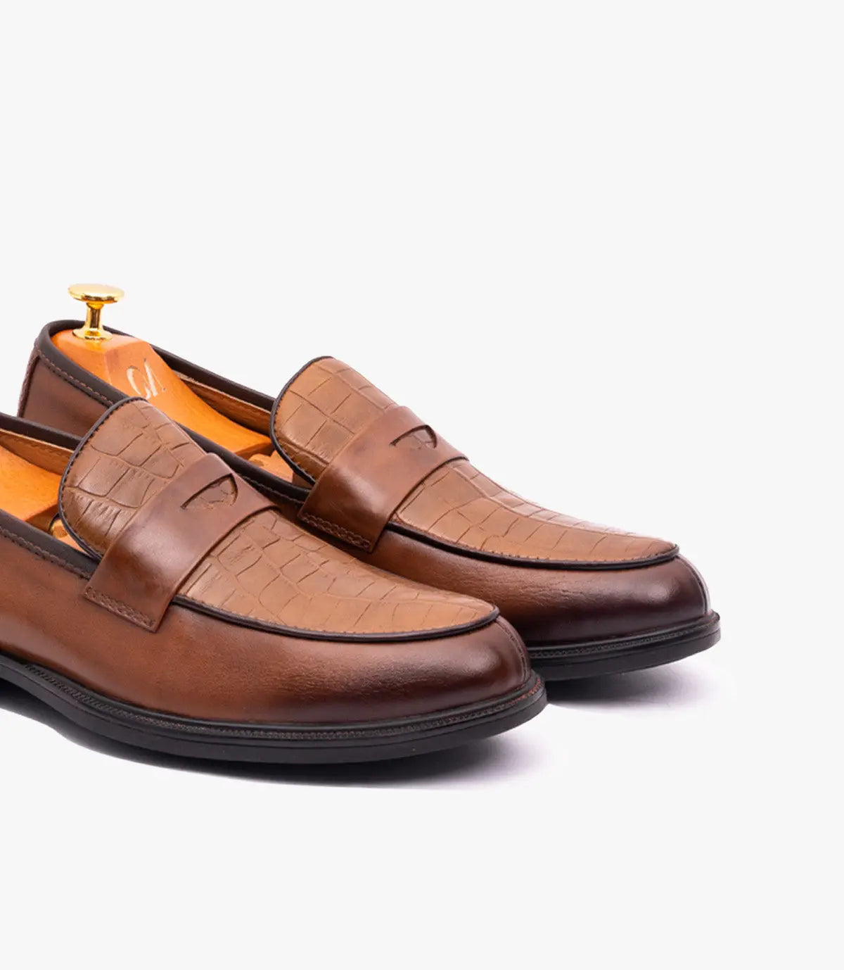 Mocassin Pattern en cuir, Tabac CL3001 Celeno