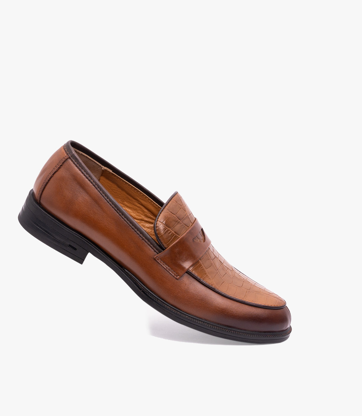 Mocassin Pattern en cuir, Tabac CL3001