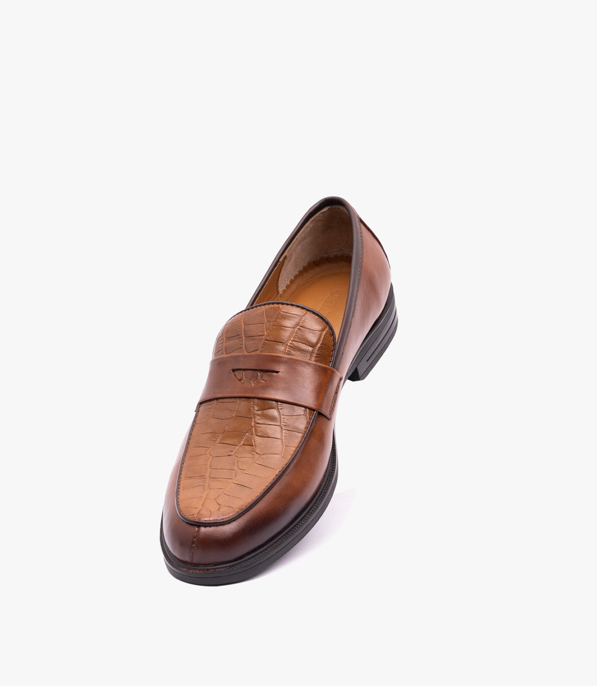 Mocassin Pattern en cuir, Tabac CL3001