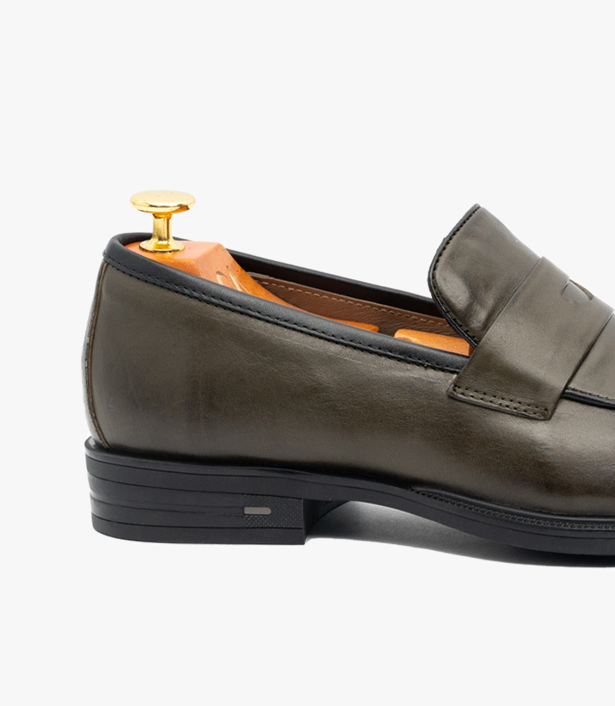 Mocassin Penny Loafer en Cuir, Huile d’olive CL2001