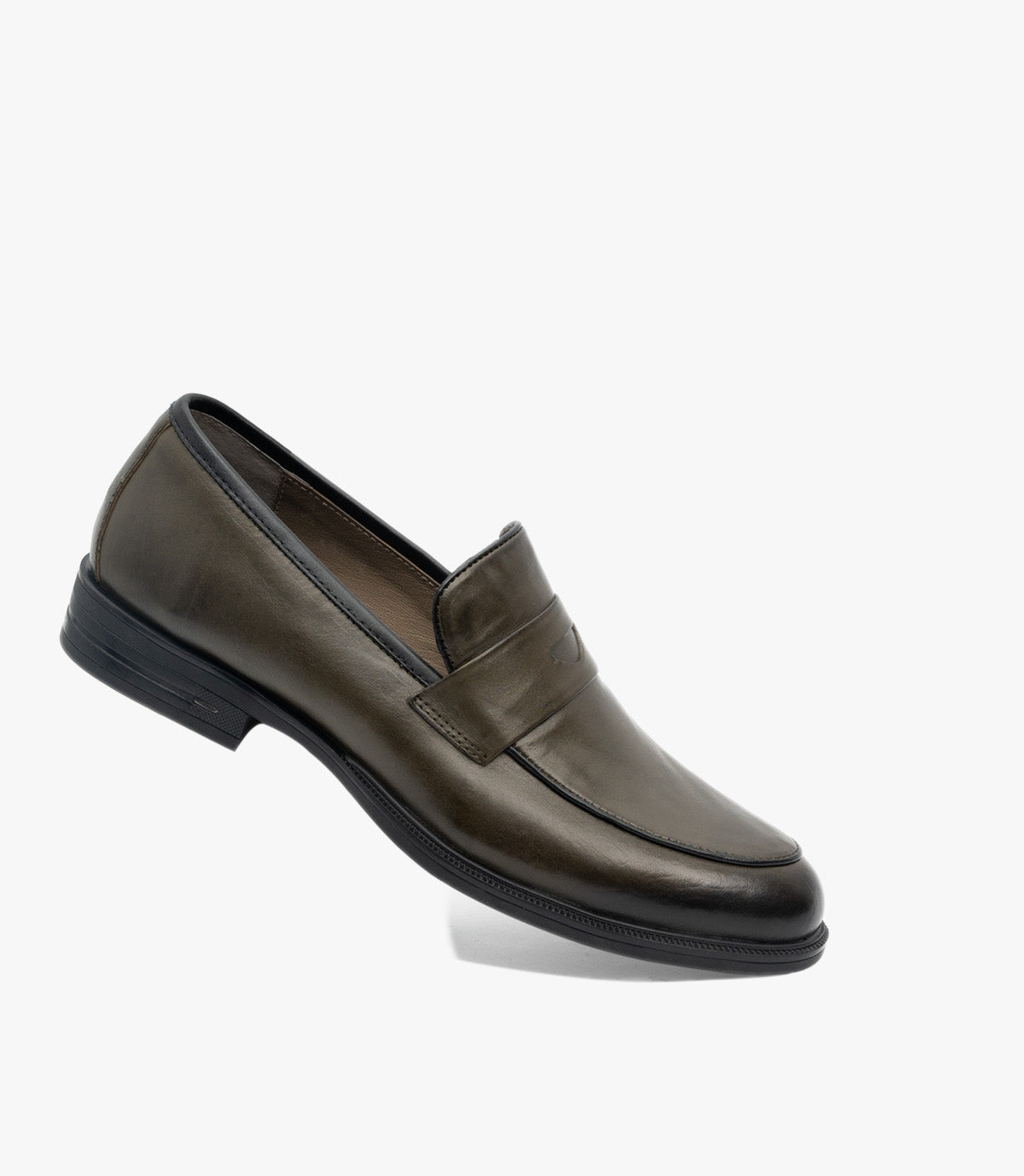 Mocassin Penny Loafer en Cuir, Huile d’olive CL2001