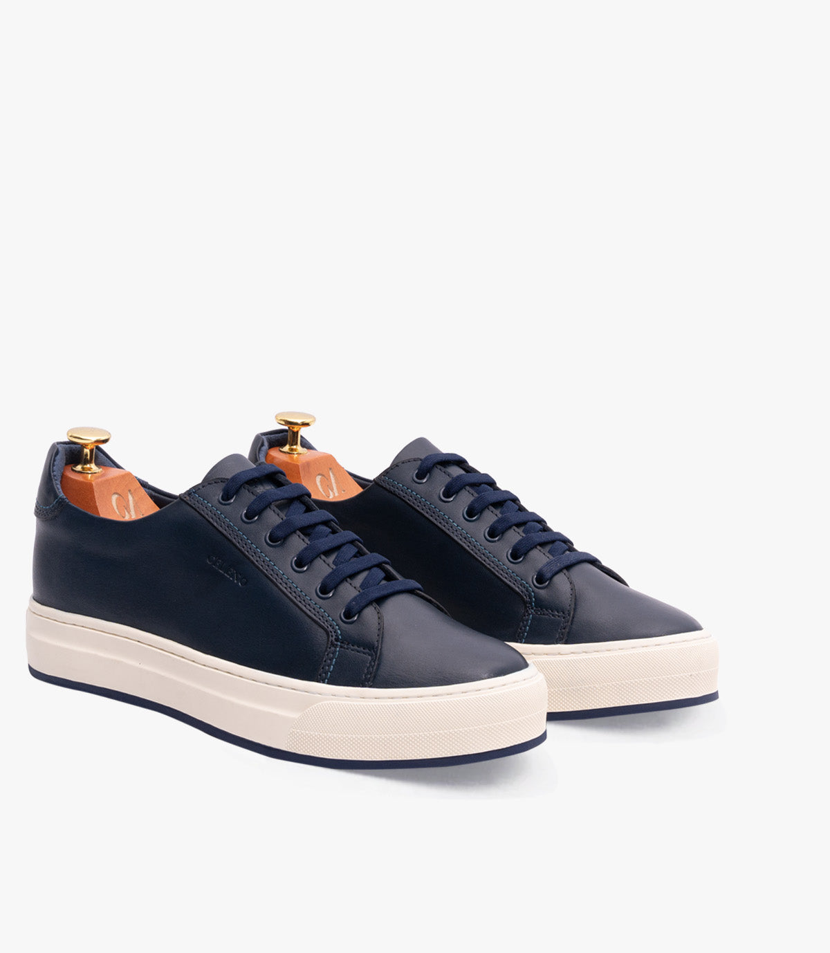 BASKET ROGUE en Cuir, Bleu Nuit– CL6073