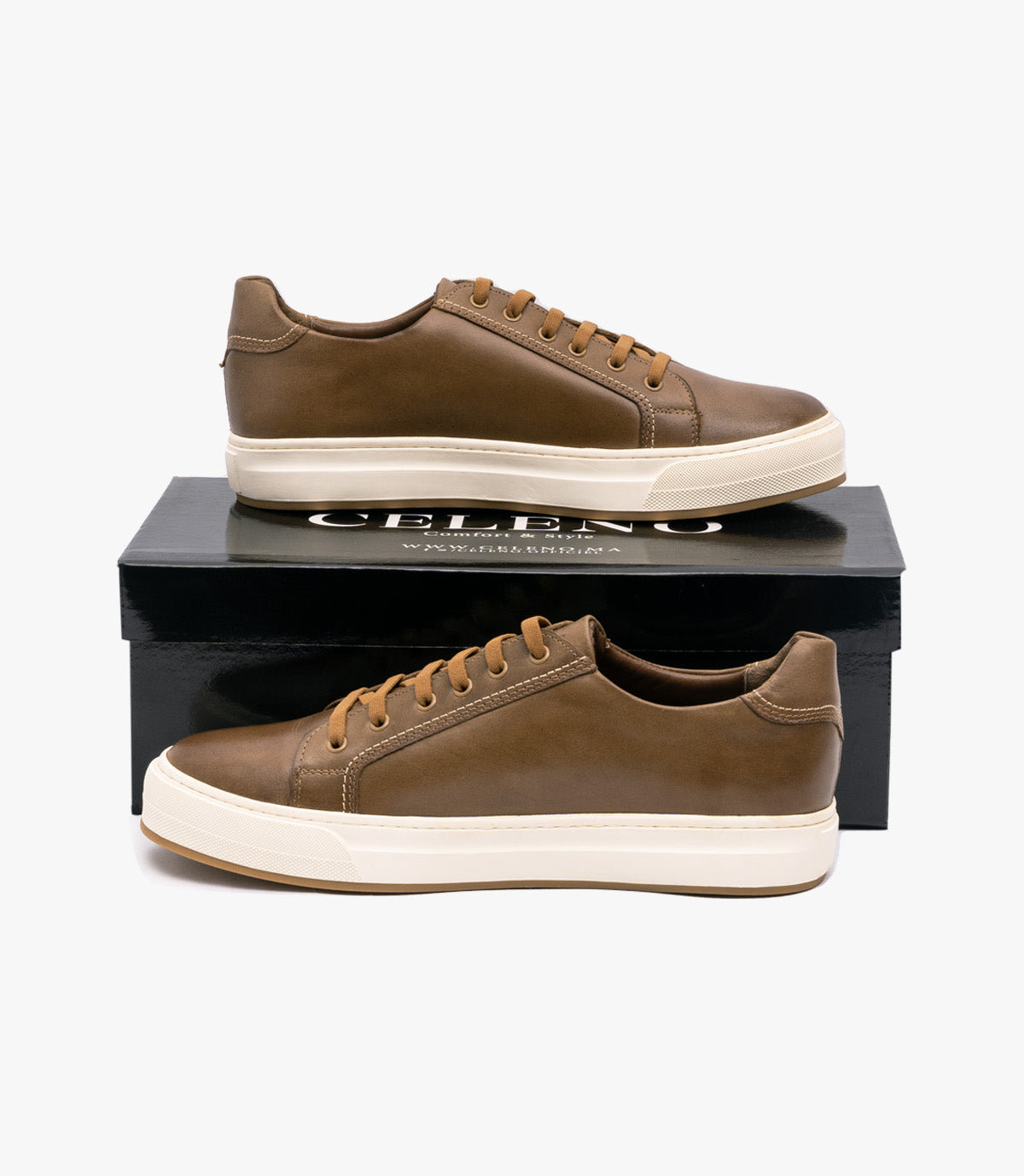 BASKET ROGUE en Cuir, Tabac – CL6073