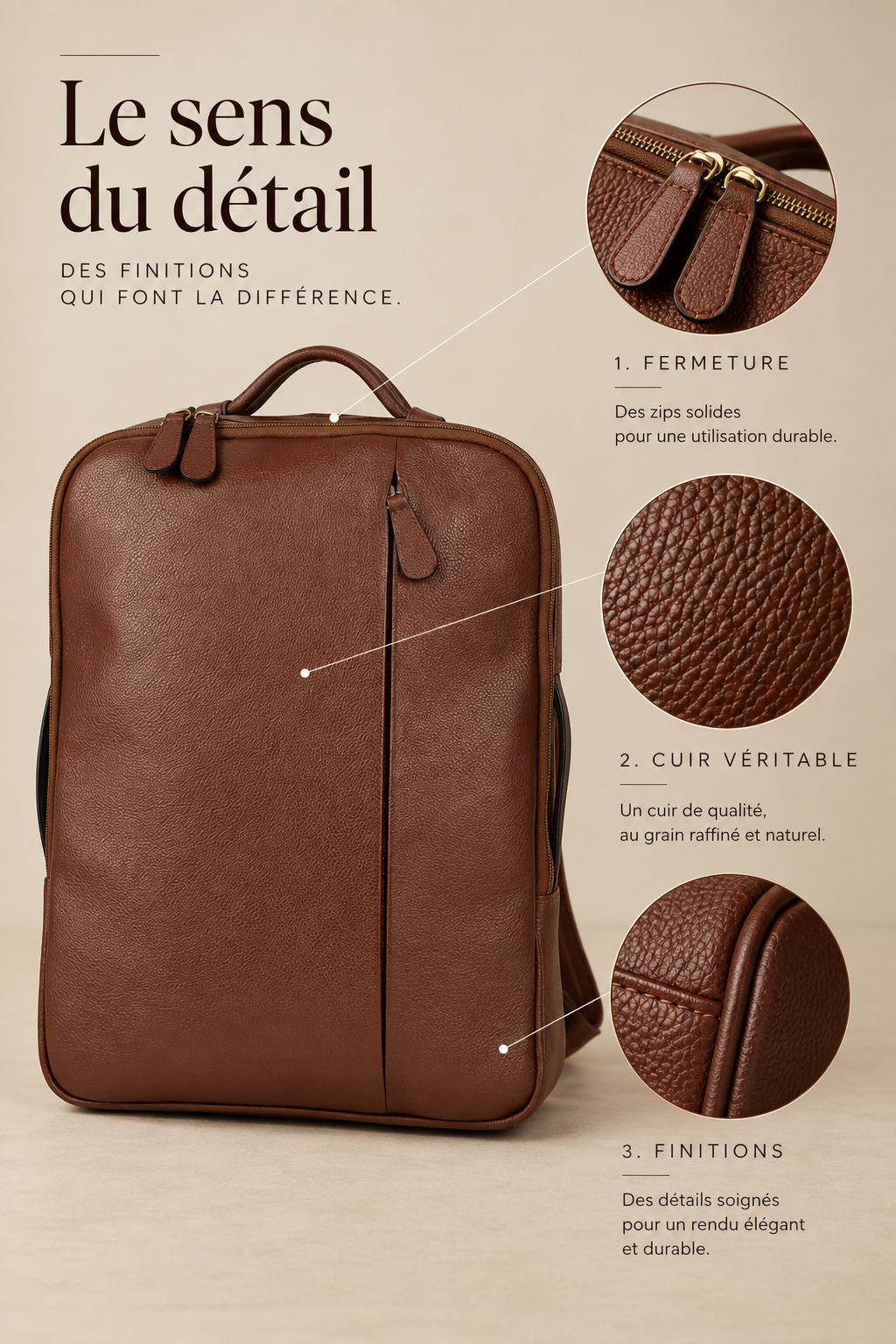 SAC ORDINATEUR MANHATTAN EN CUIR, TABAC - 040