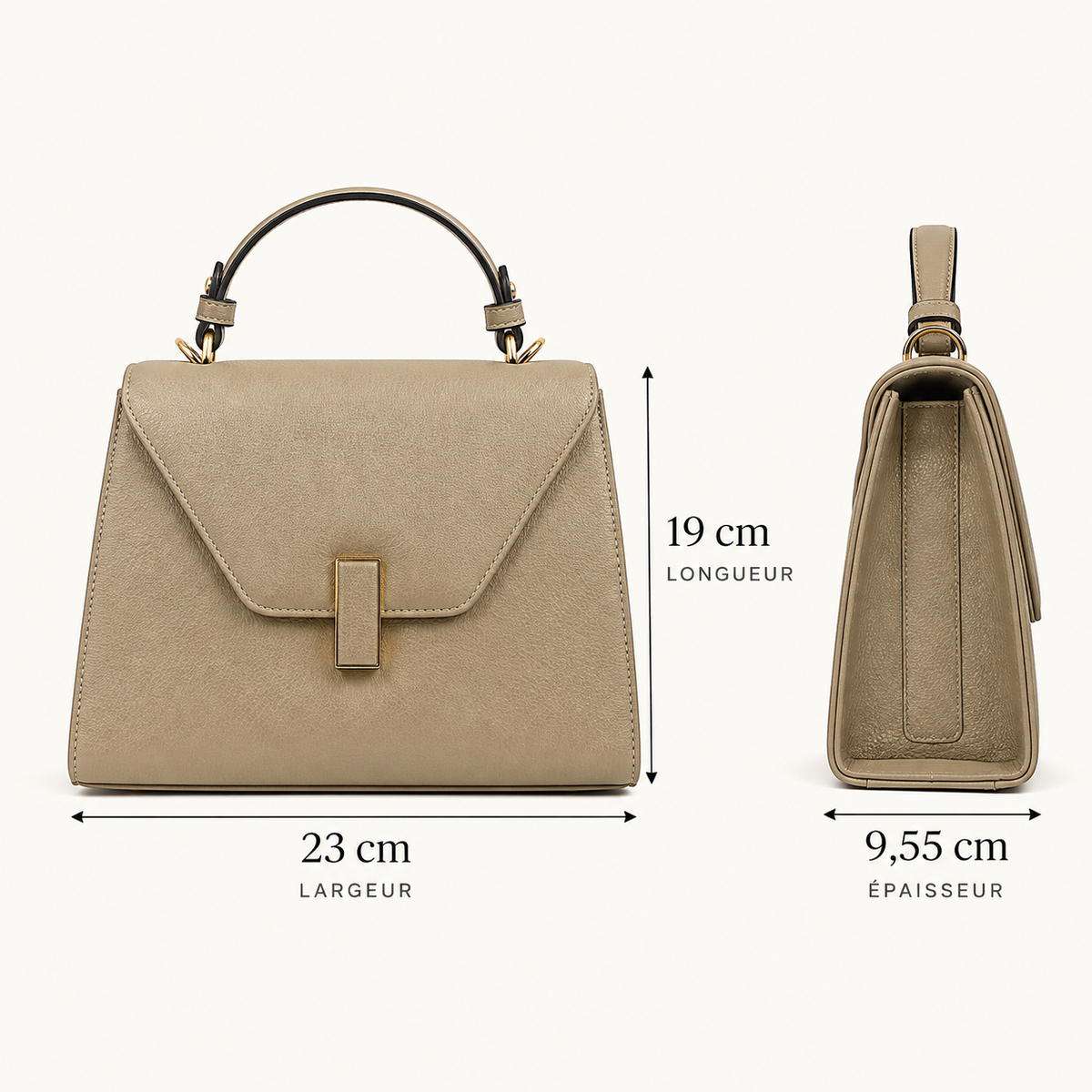 SAC VARENNE EN CUIR GRAINÉ BEIGE - 036