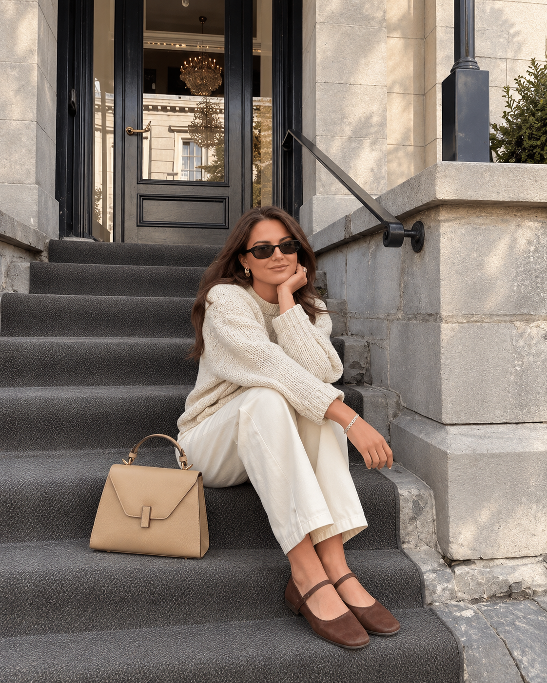 SAC VARENNE EN CUIR GRAINÉ BEIGE - 036