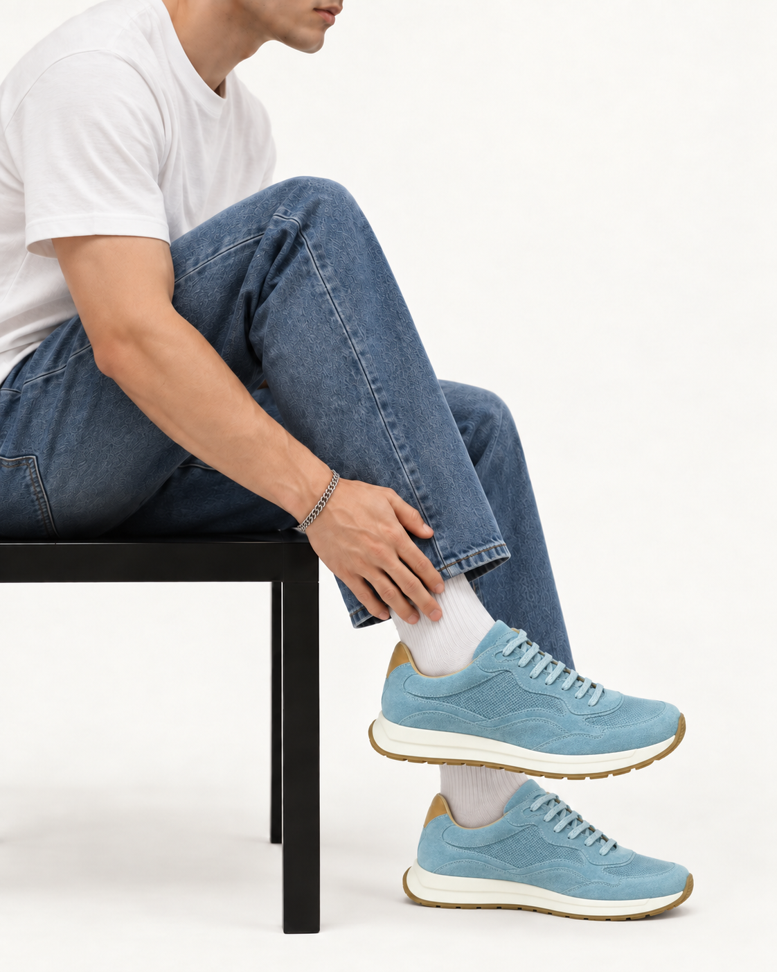 BASKET FLUENT FLEX EN DAIM, BLEU CIEL - CL820041