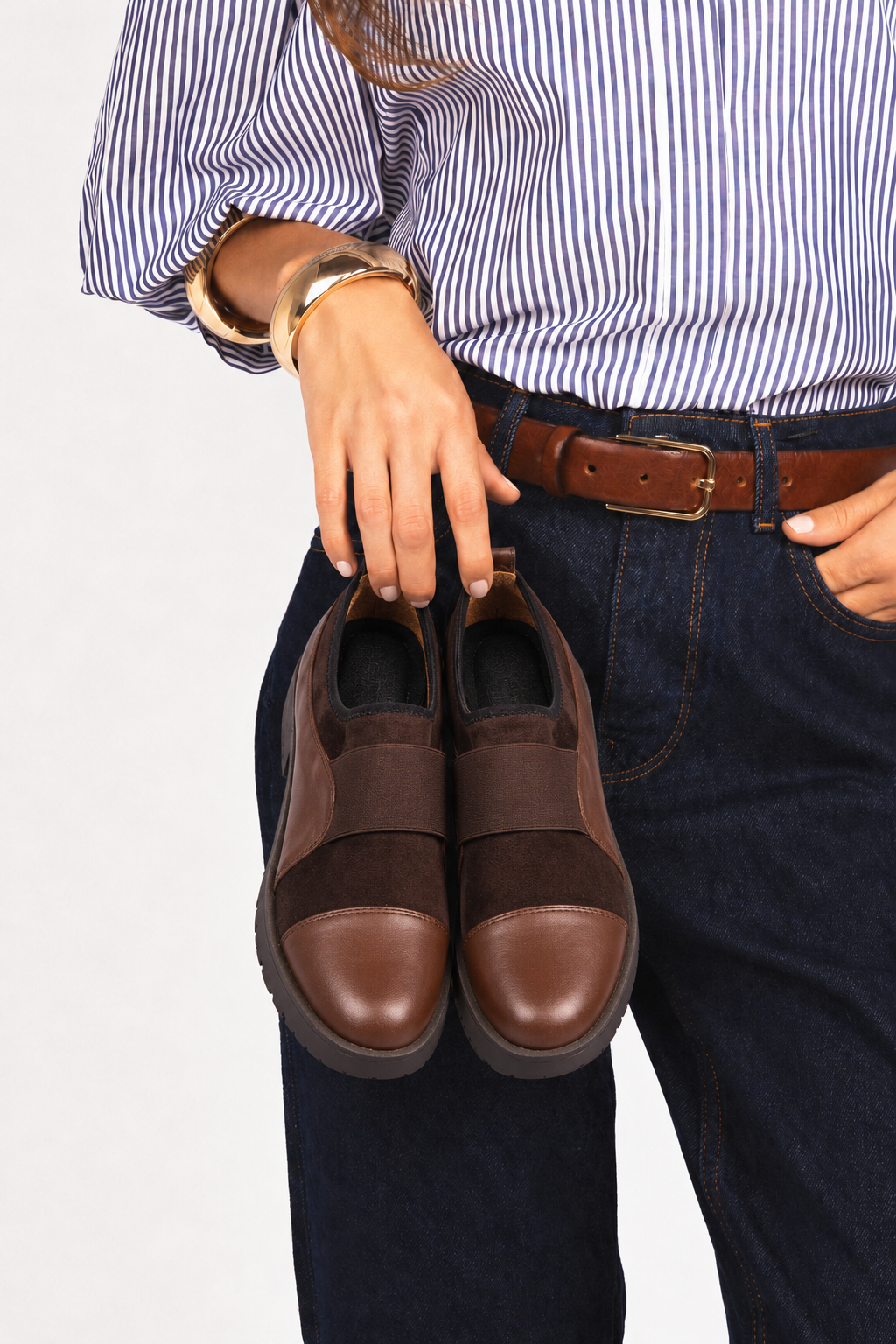 MILA EN CUIR ET DAIM MARRON – CL2505
