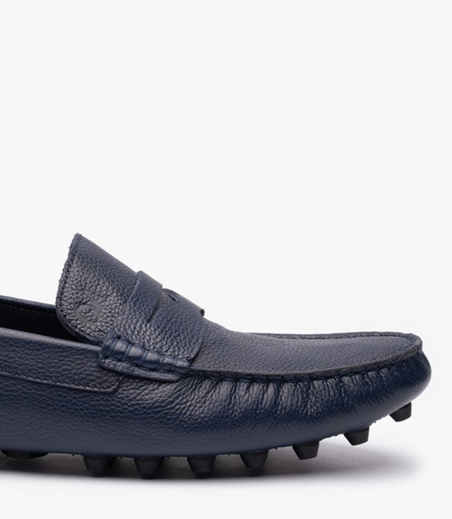 Mocassins Ricardo en Cuir Bleu Nuit – CL202