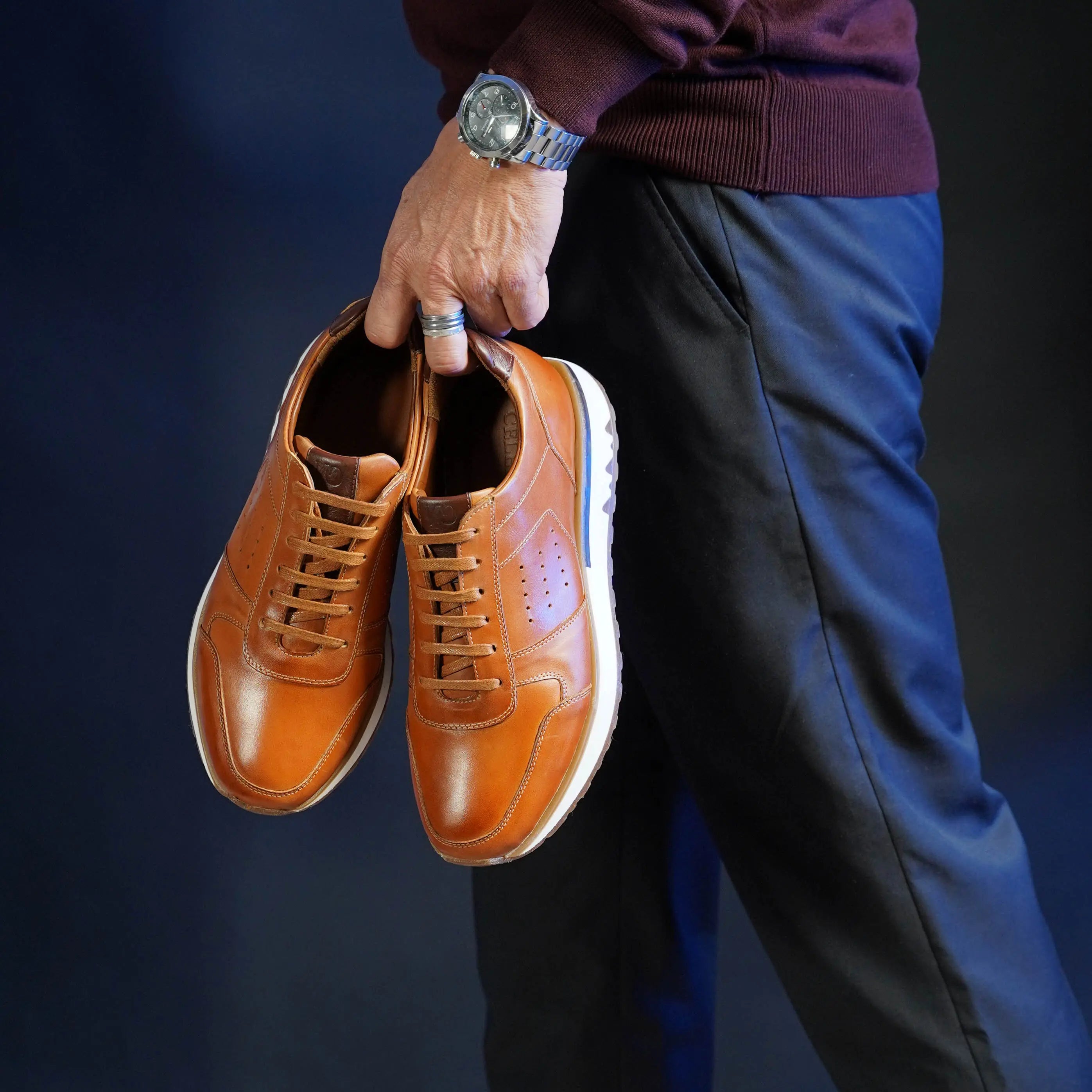 BASKET RUFFIAN en Cuir Tabac-CL6047 Celeno