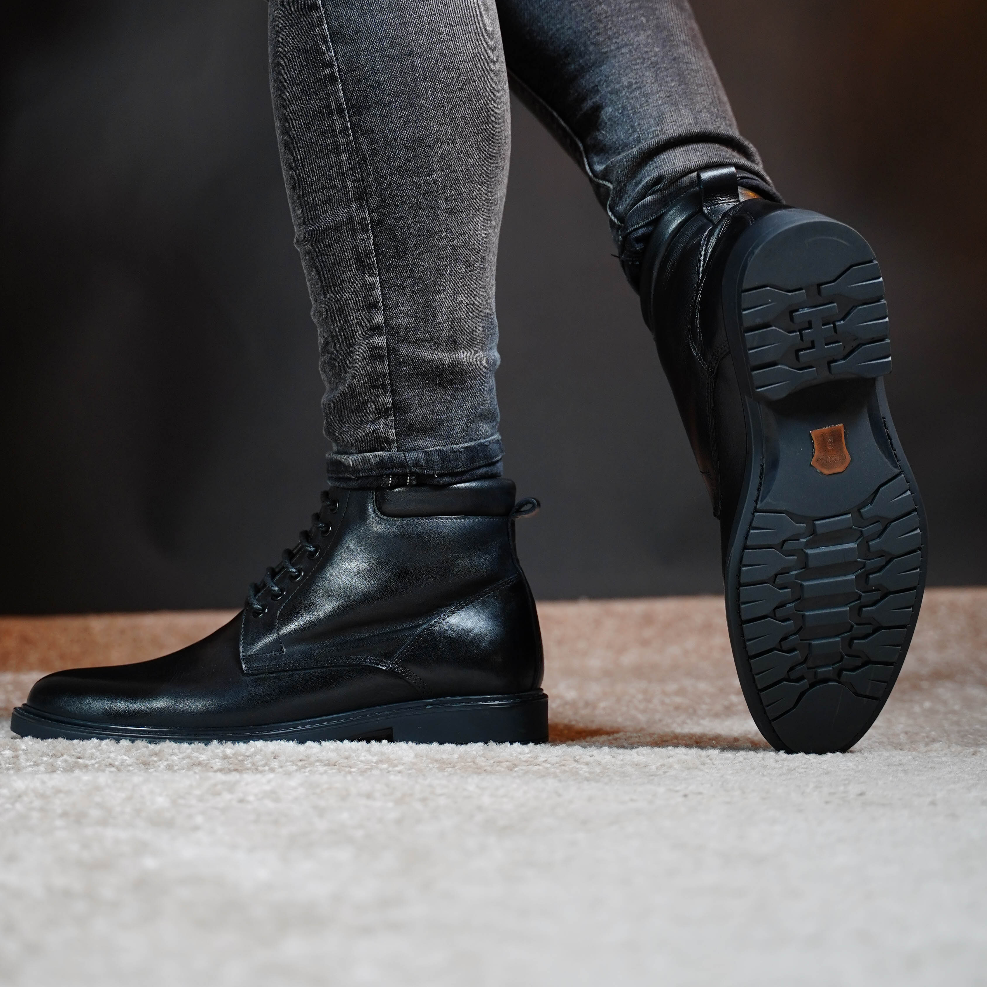 Bottine RICO en Cuir, Noir -CL08