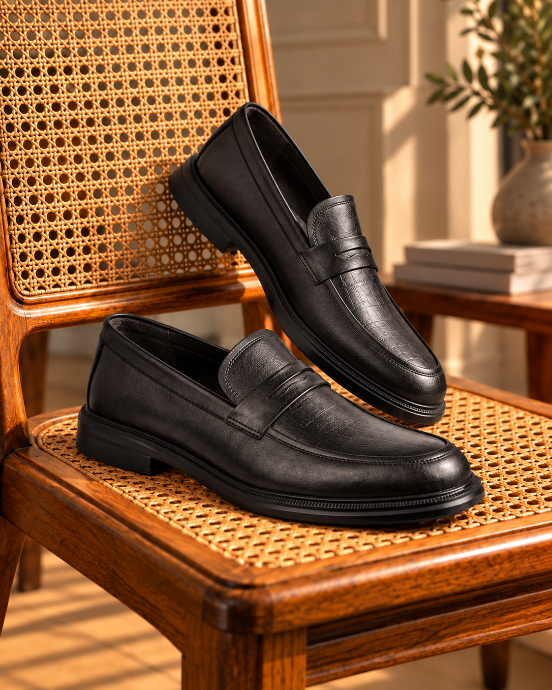 SOREN EN CUIR CROCO NOIR – CL330