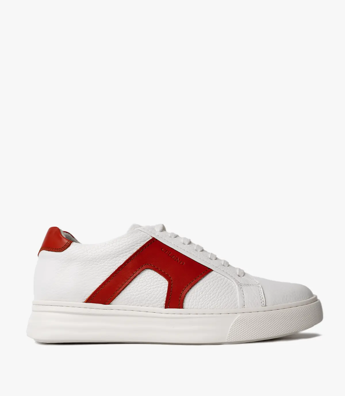 BASKET Switch En Cuir, Blanc et ORANGE– CL6094 Celeno