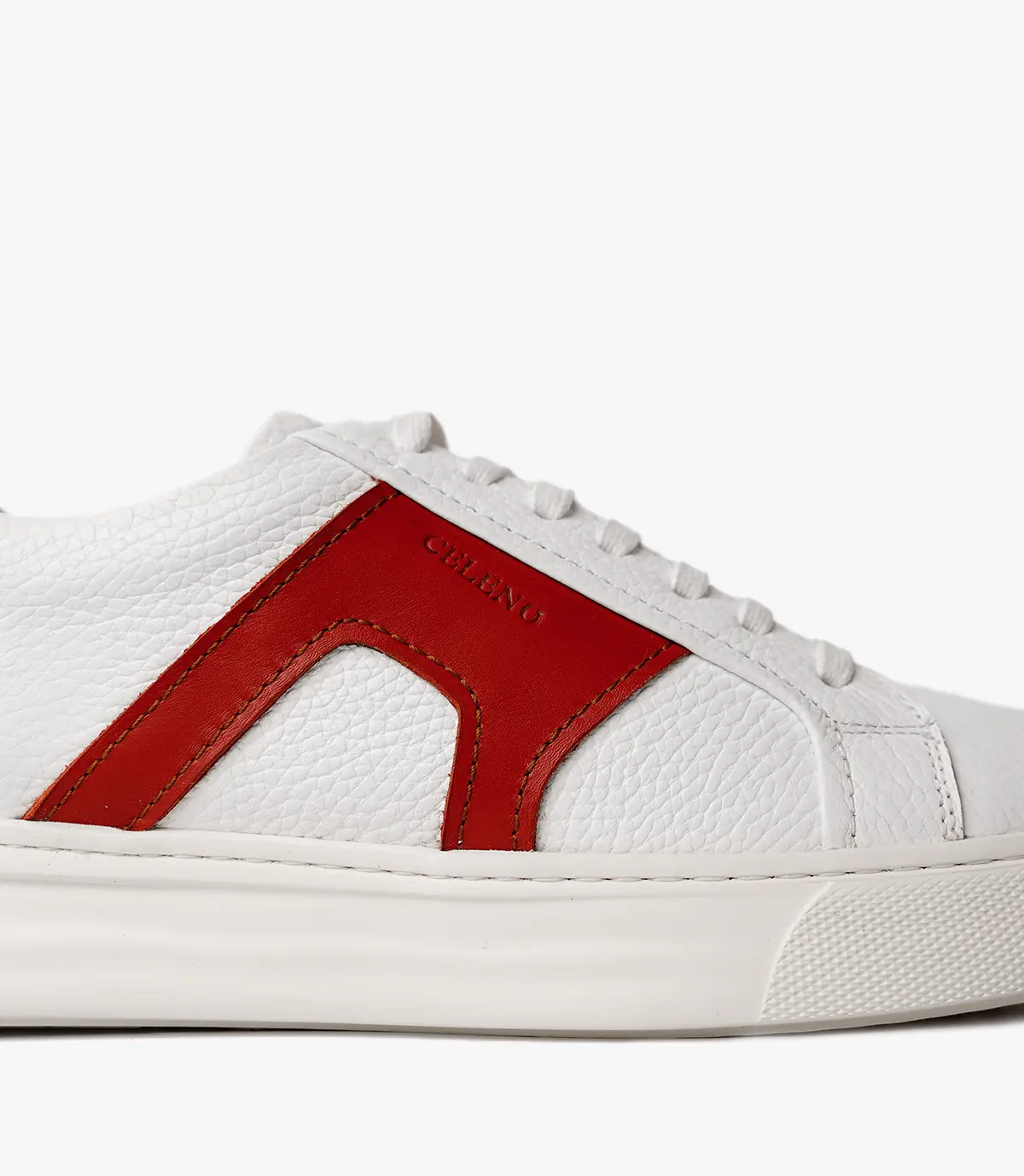 BASKET Switch En Cuir, Blanc et ORANGE– CL6094 Celeno