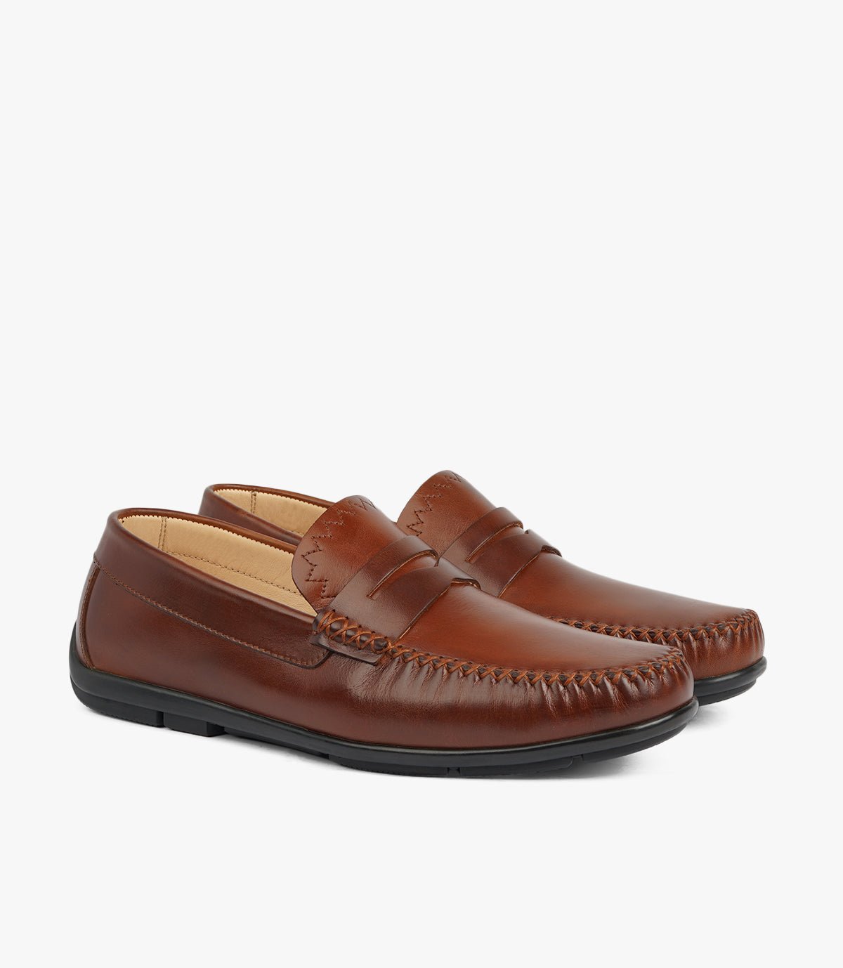 Mocassin ZAYAN en Cuir, Tabac – CL030