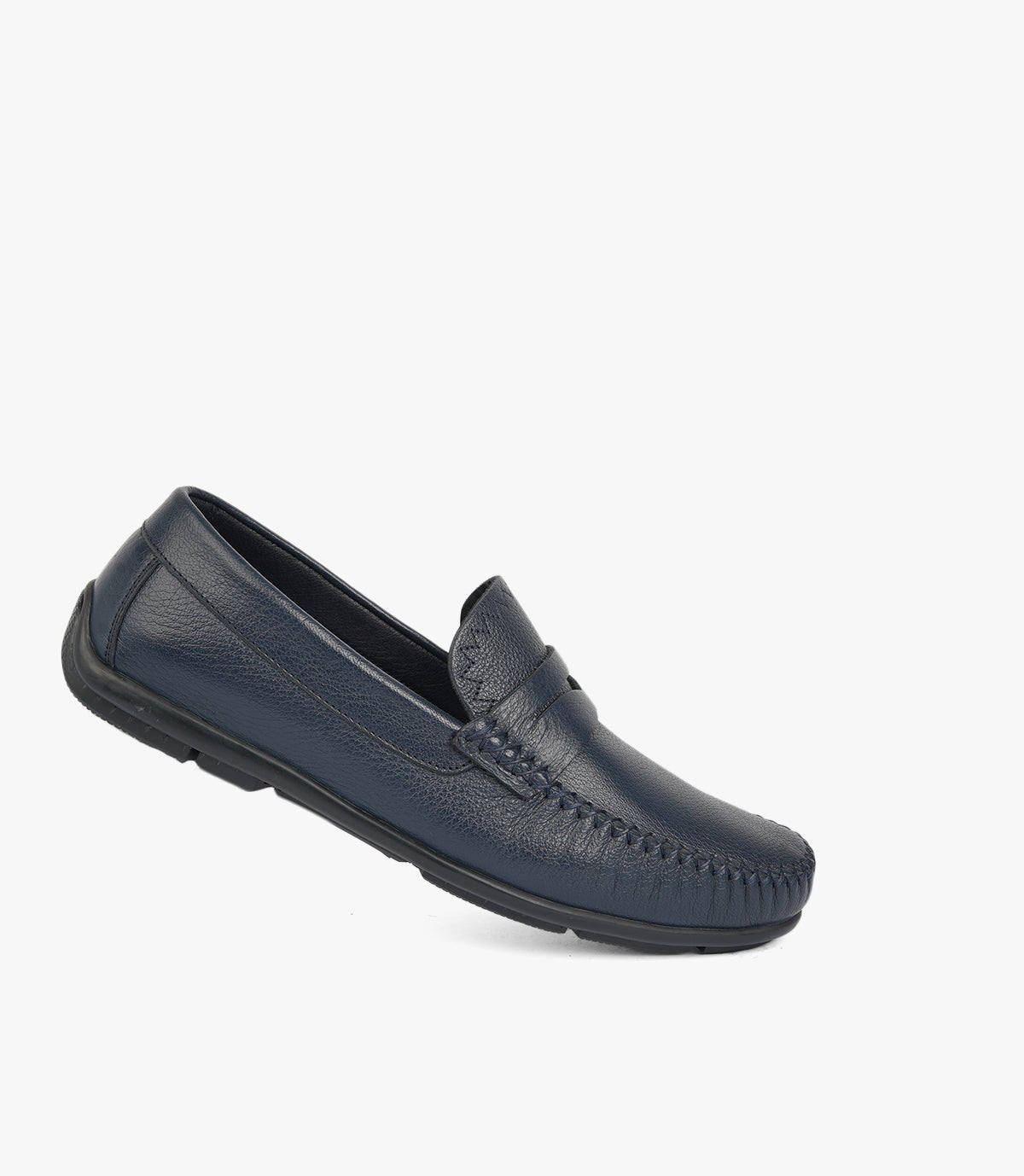 Mocassin ZAYAN en Cuir, Bleu nuit – CL030