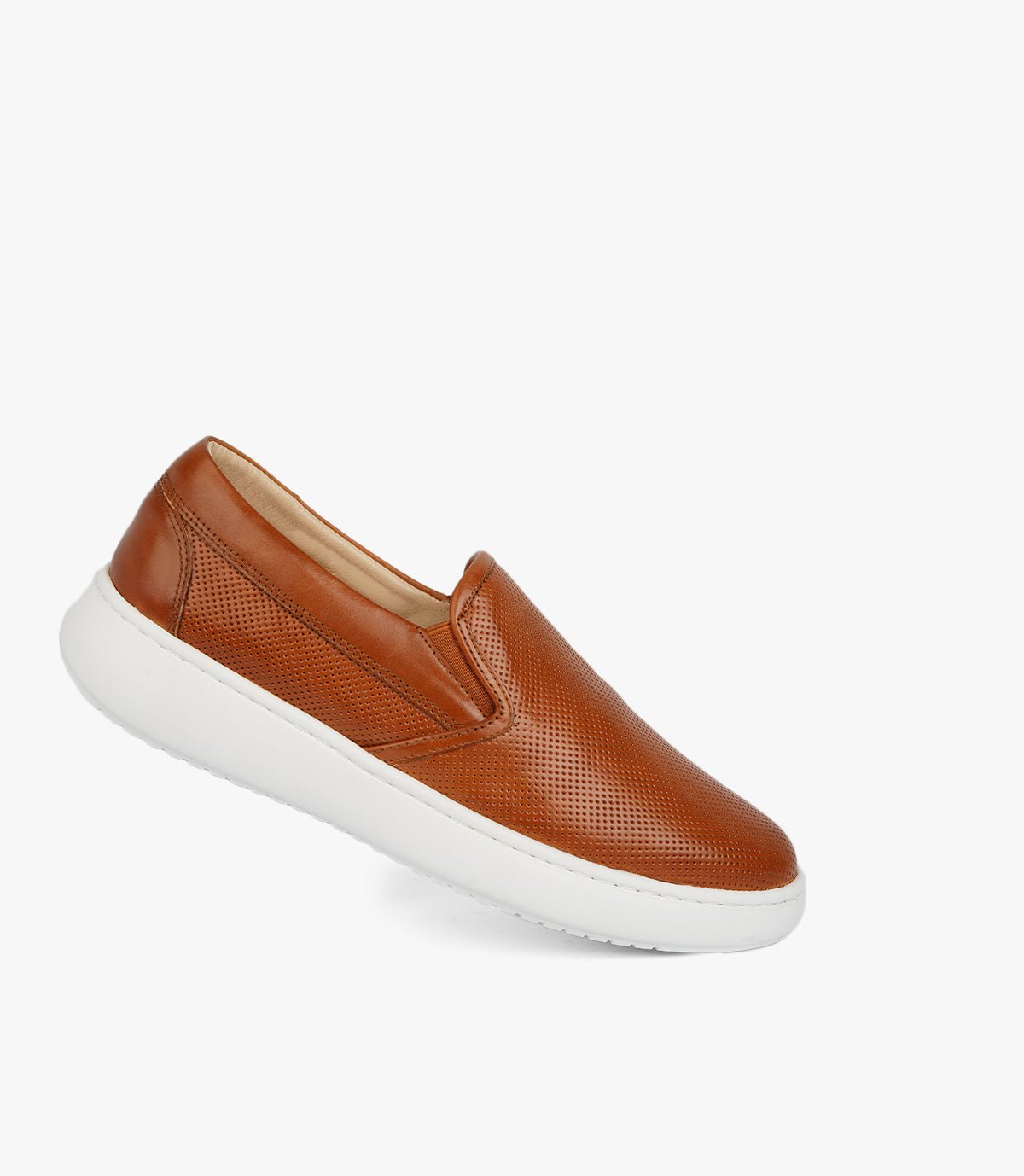 Basket Slip-On NASSIM en Cuir perforé, Tabac – CL5022