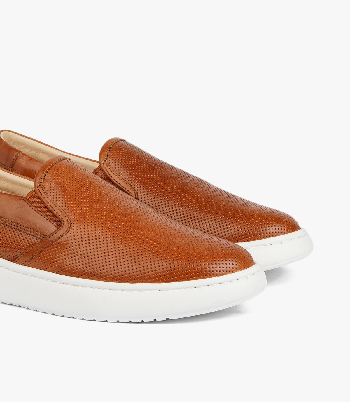 Basket Slip-On NASSIM en Cuir perforé, Tabac – CL5022