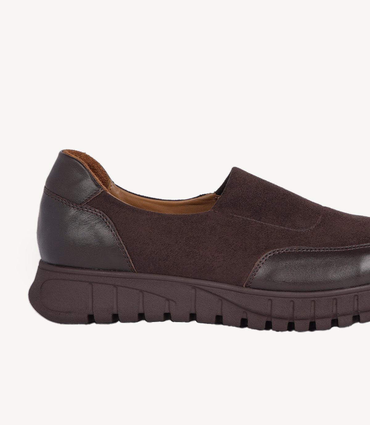 Basket Slip - NAYA EN DAIM ET CUIR MARRON - CL2510
