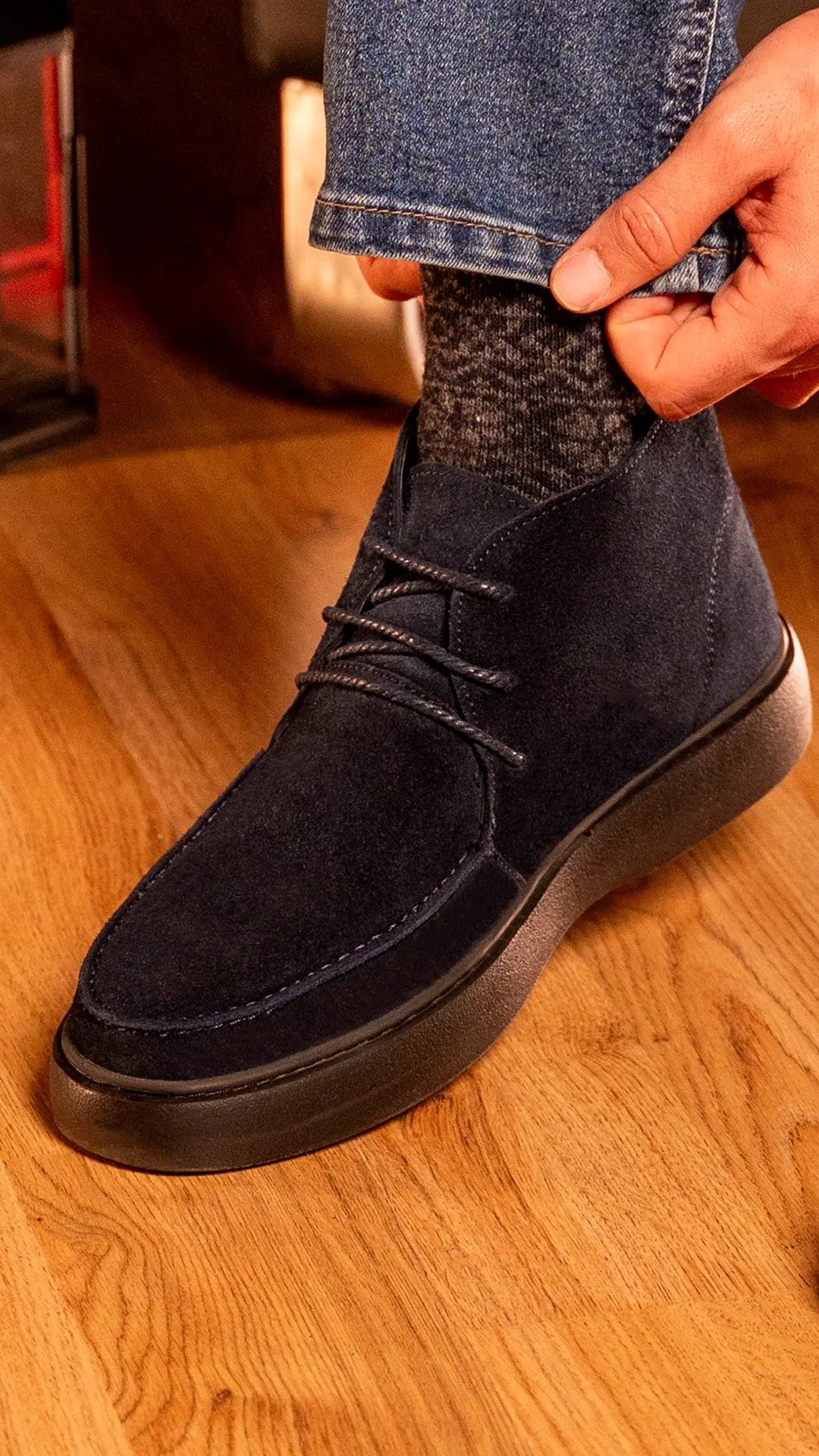 BOTTINE CHUKKA EN DAIM, Bleu Nuit CL328 Celeno