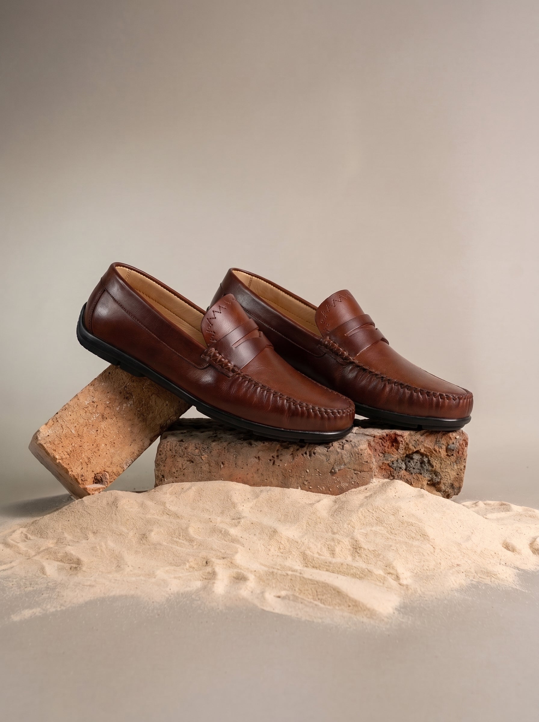 Mocassin ZAYAN en Cuir, Tabac – CL030