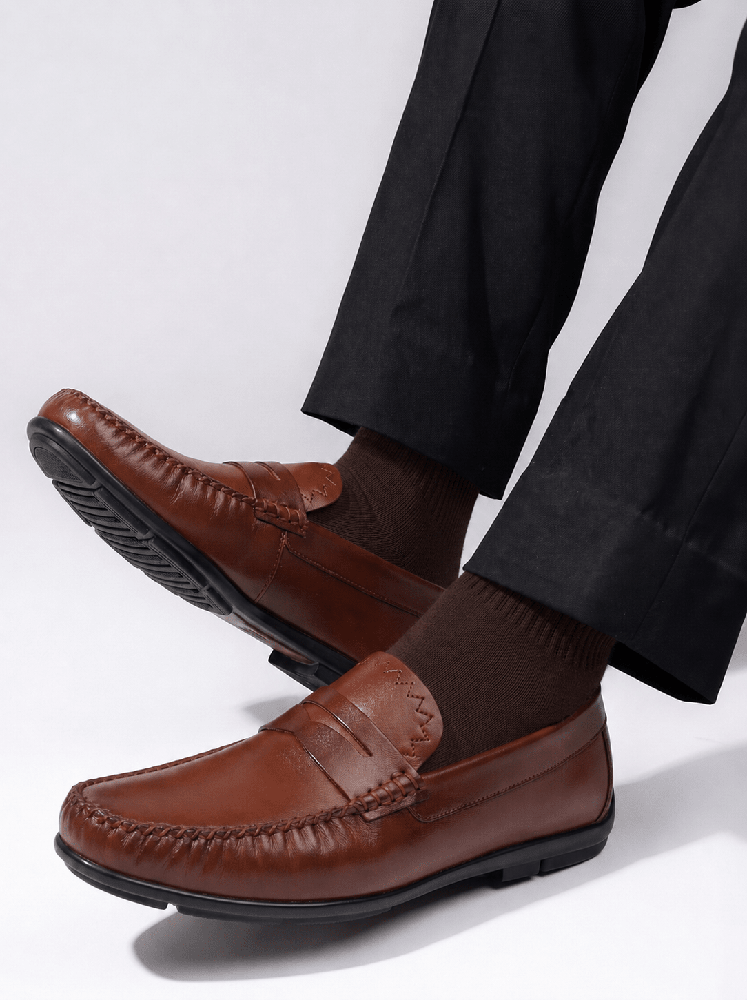 Mocassin ZAYAN en Cuir, Tabac – CL030