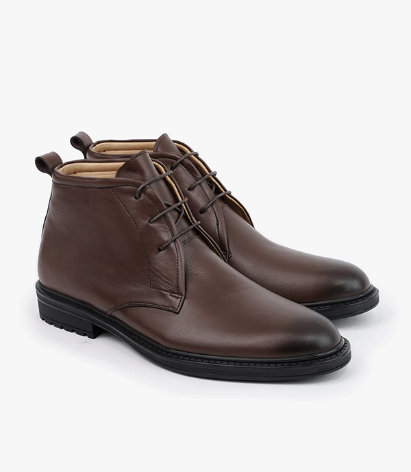 Bottine CHUKKA en Cuir, Marron -CL201