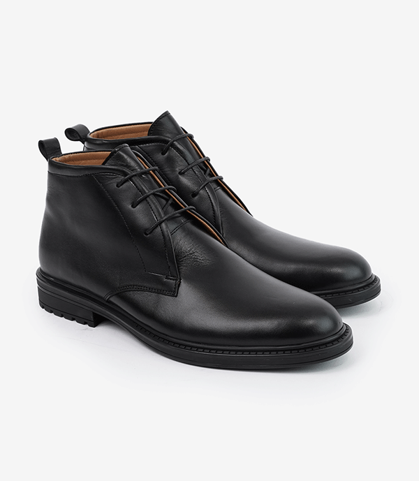 Bottine CHUKKA en Cuir, Noir -CL201