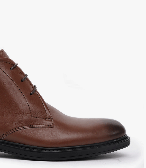 Bottine CHUKKA en Cuir, Tabac -CL201