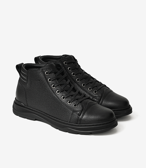 Bottine SEVRAN en Cuir Grainé, Noir -CL6024