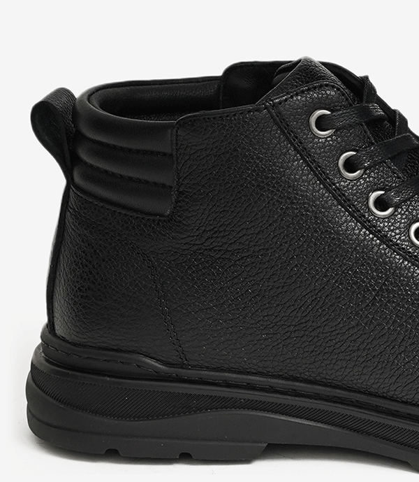 Bottine SEVRAN en Cuir Grainé, Noir -CL6024
