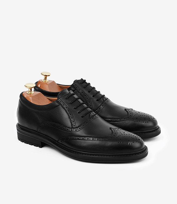 Chaussure BROGUE en Cuir Noir Degrade CL200 Elegance Classique et Confort