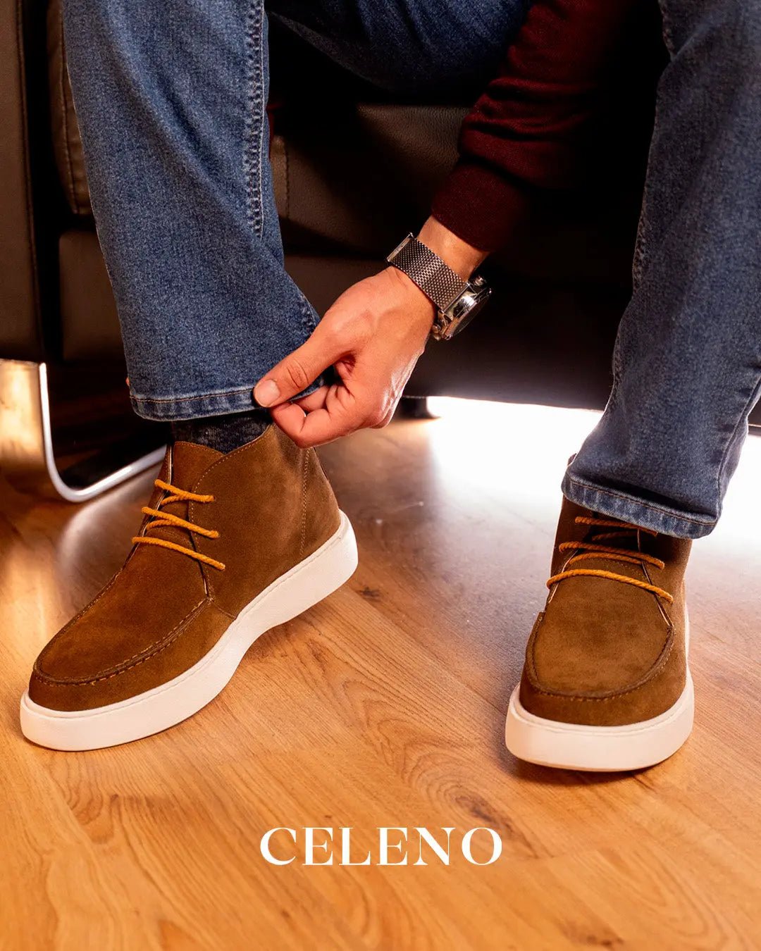 BOTTINE CHUKKA EN DAIM, Marron CL328 Celeno